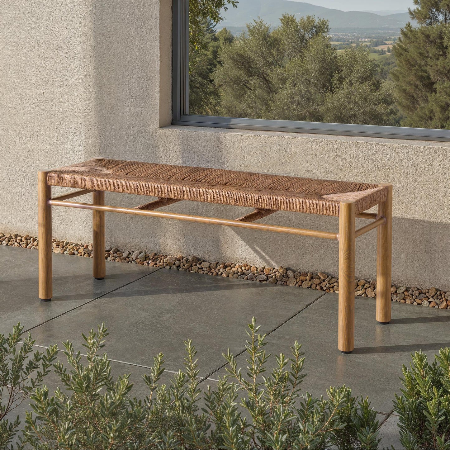 Romona Rattan Weaving Outdoor Bench