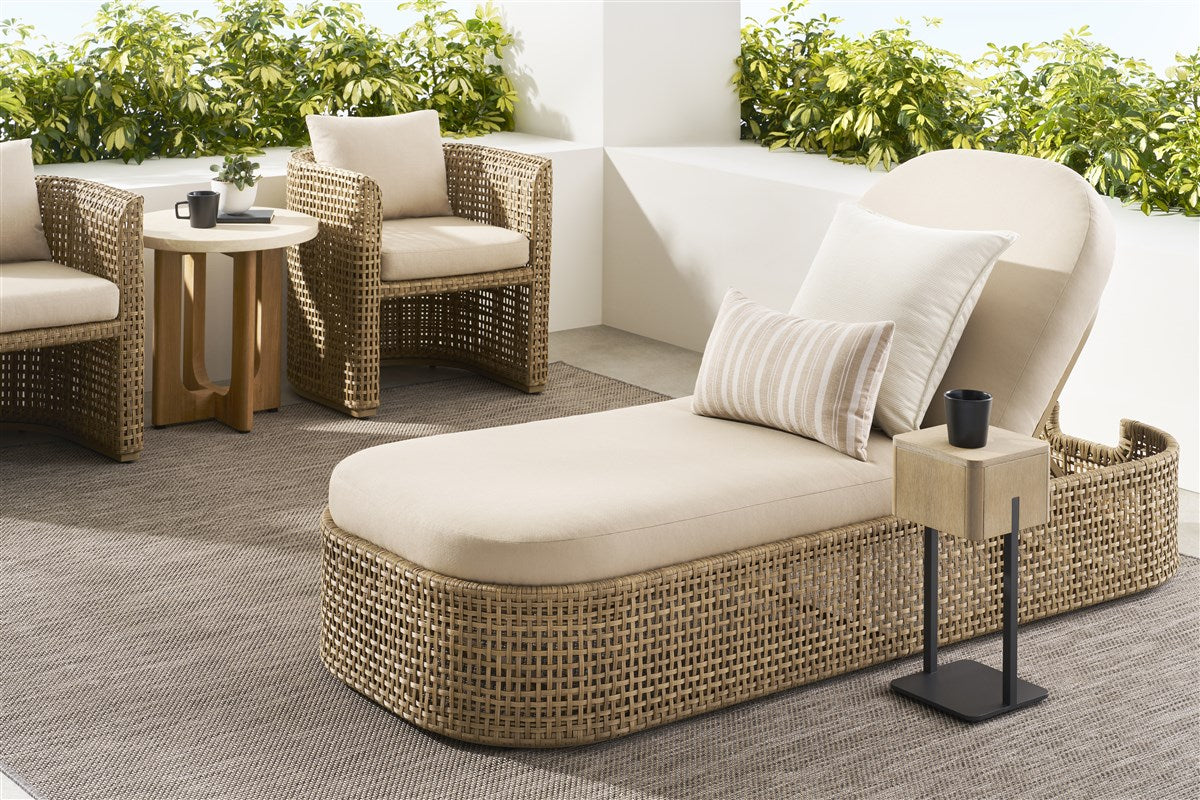 Bliss Outdoor End Table- Wood & Travertine