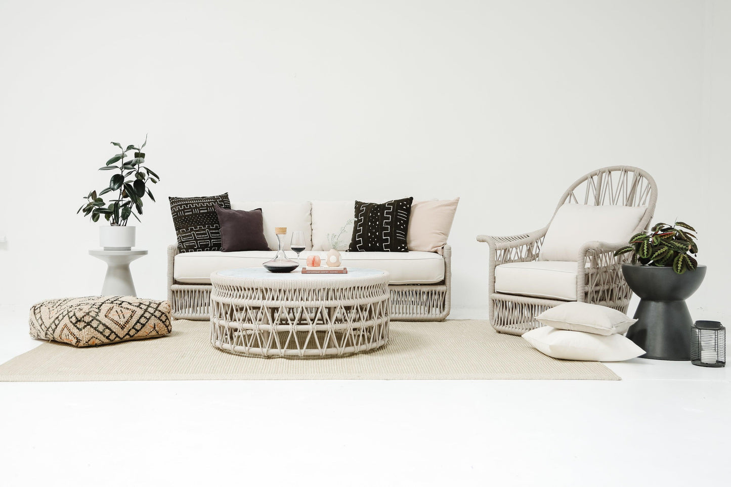 Dana Rope Sofa in Linen Canvas w/ Self Welt