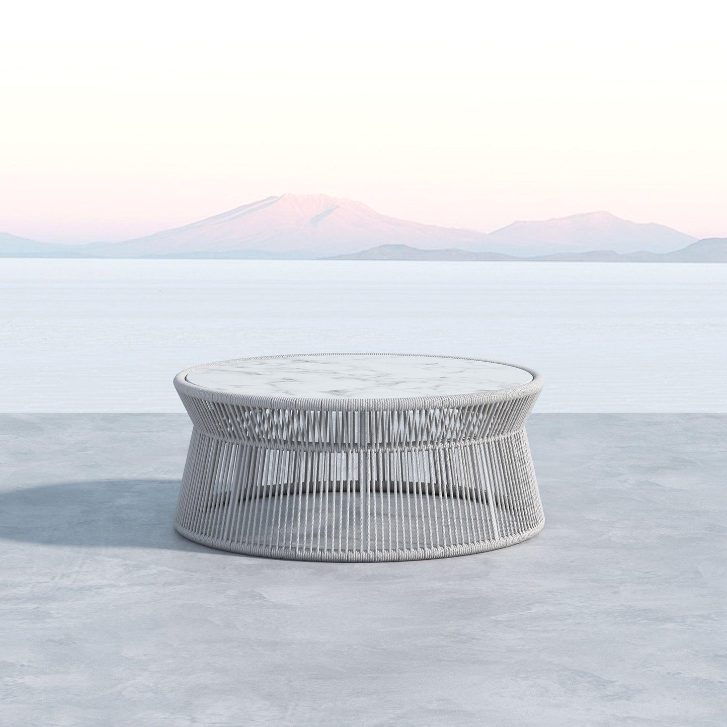 Miami Coffee Table with Honed Cararra Marble Top