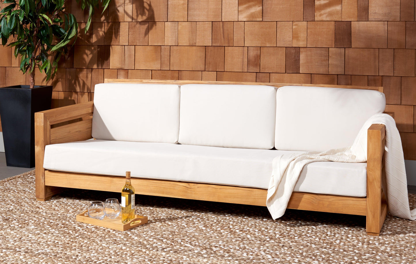 Guadeloupe Outdoor Brazilian Teak 3-Seat Sofa