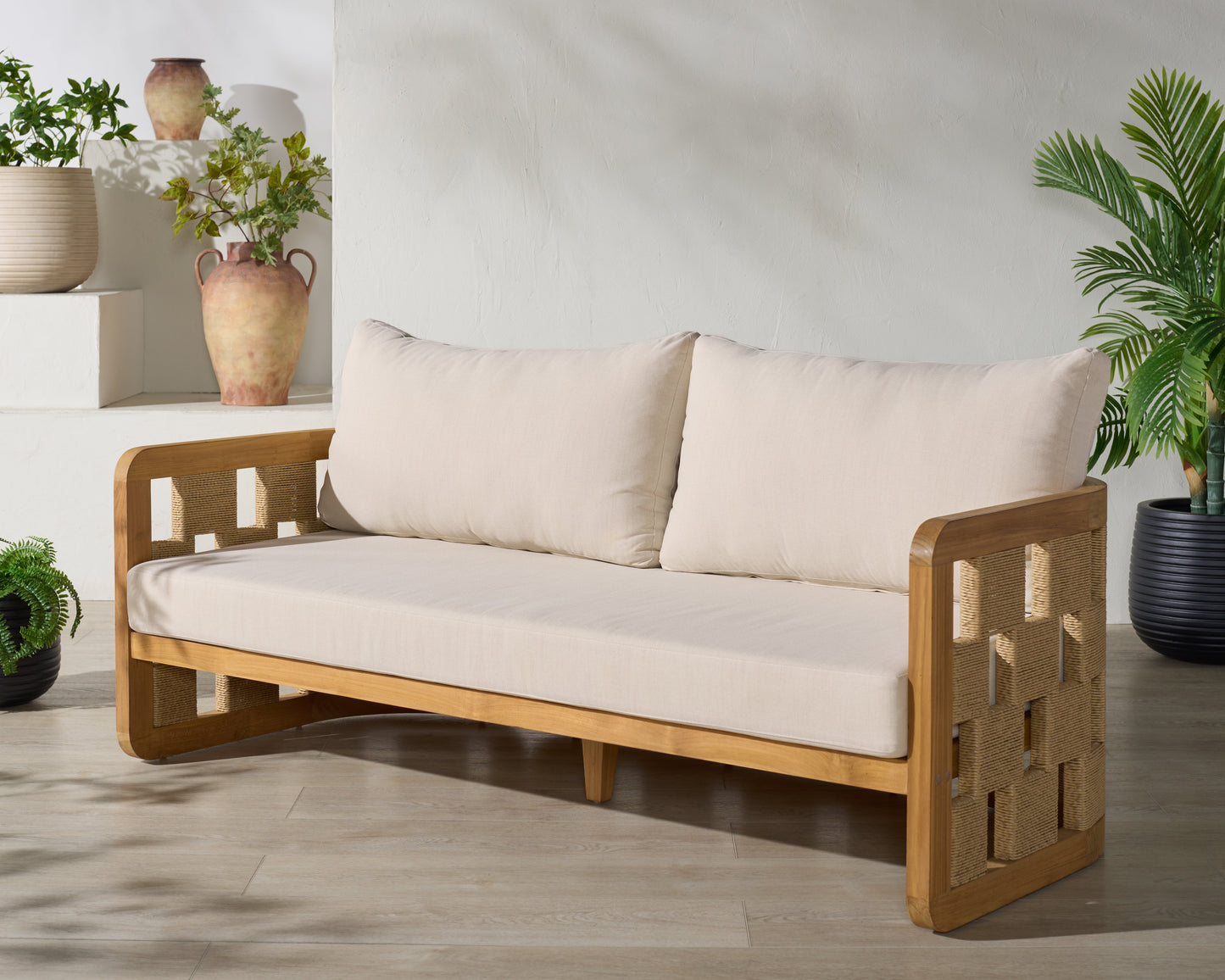 Skipper Teak And Hyacinth Patio Sofa