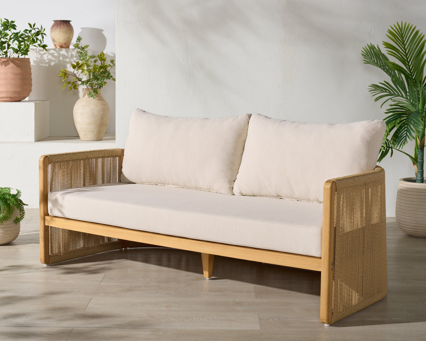 Gale Teak And Hyacinth Patio Sofa