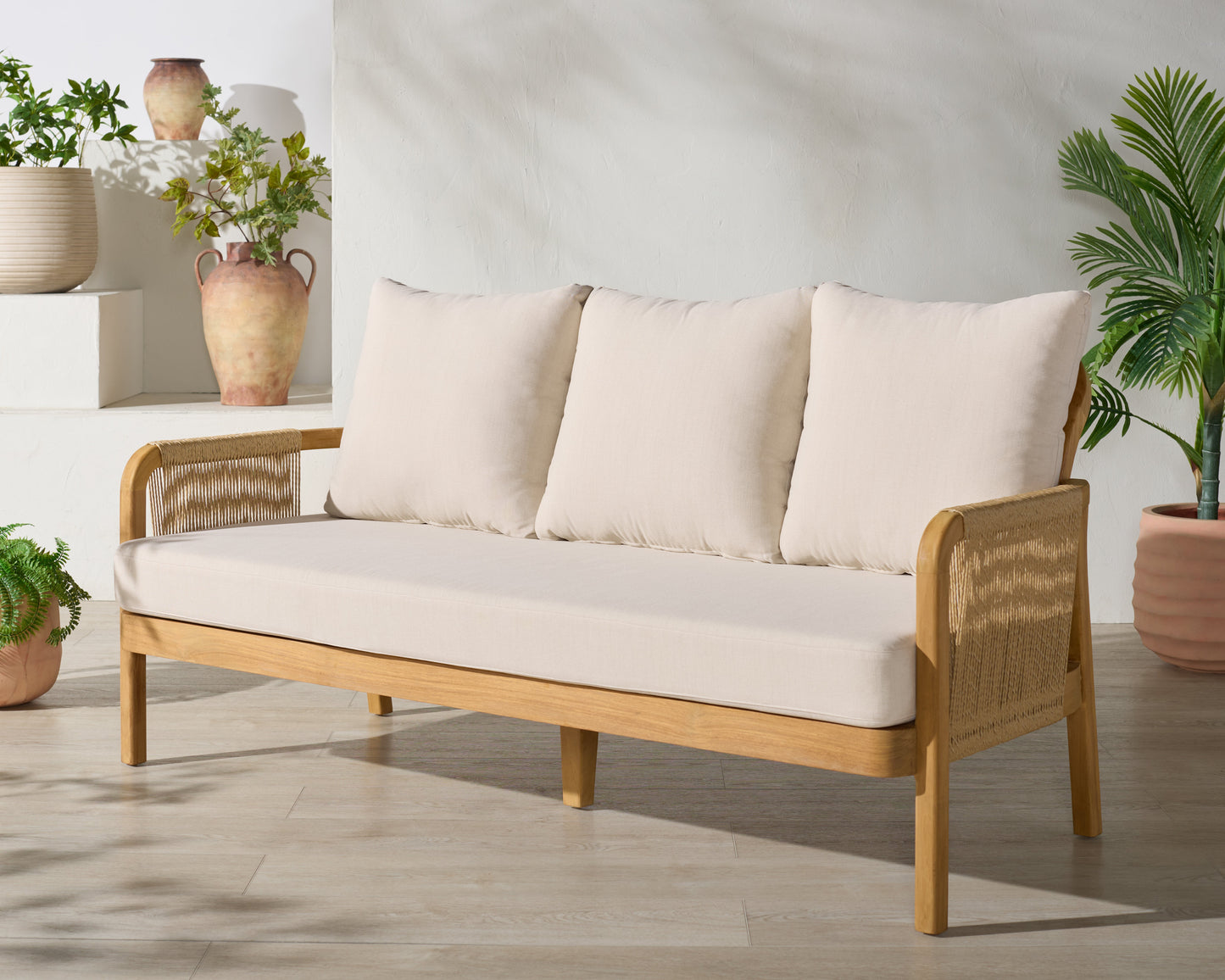 Rogers Teak And Hyacinth Patio Sofa