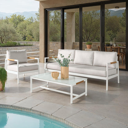 Chryssa Aluminum And Teak Patio Sofa