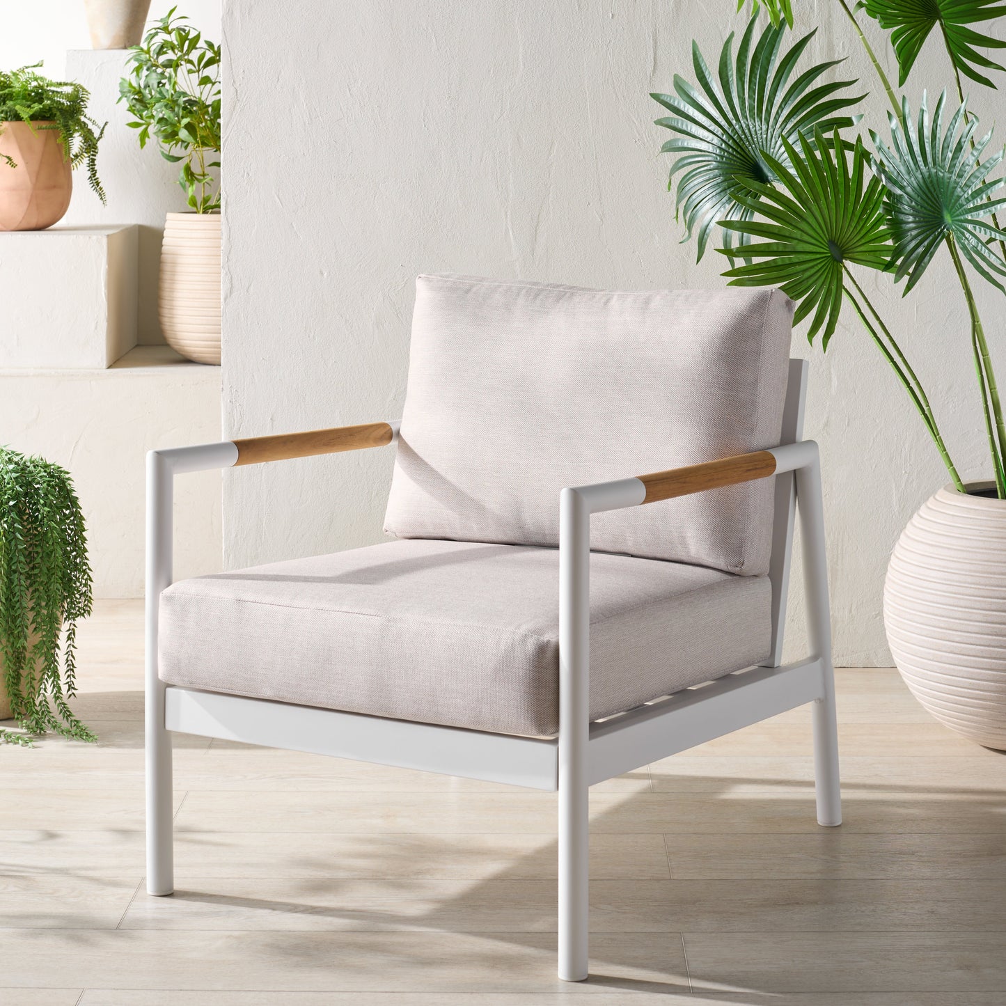 Chryssa Aluminum And Teak Patio Chair