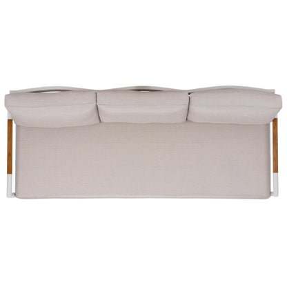 Chryssa Aluminum And Teak Patio Sofa