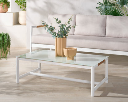 Chryssa Aluminum And Teak Patio Coffee Table
