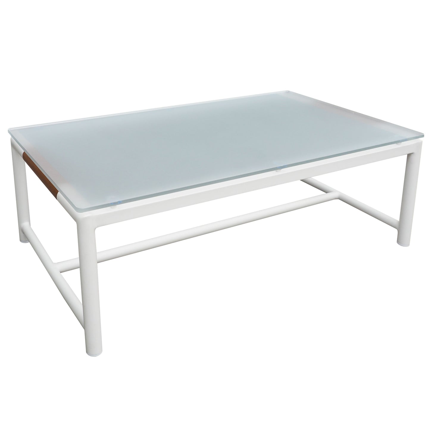 Chryssa Aluminum And Teak Patio Coffee Table