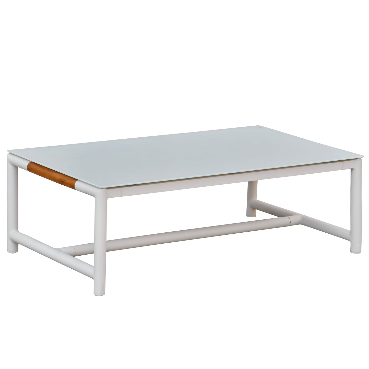 Chryssa Aluminum And Teak Patio Coffee Table
