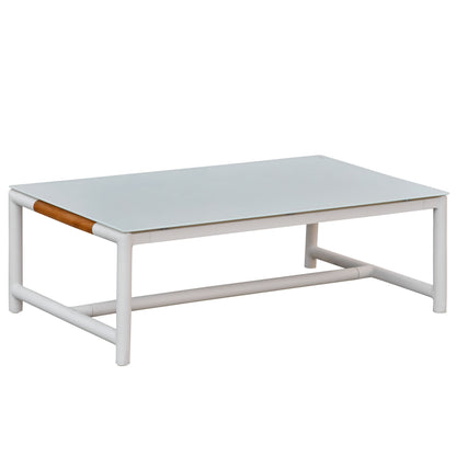 Chryssa Aluminum And Teak Patio Coffee Table