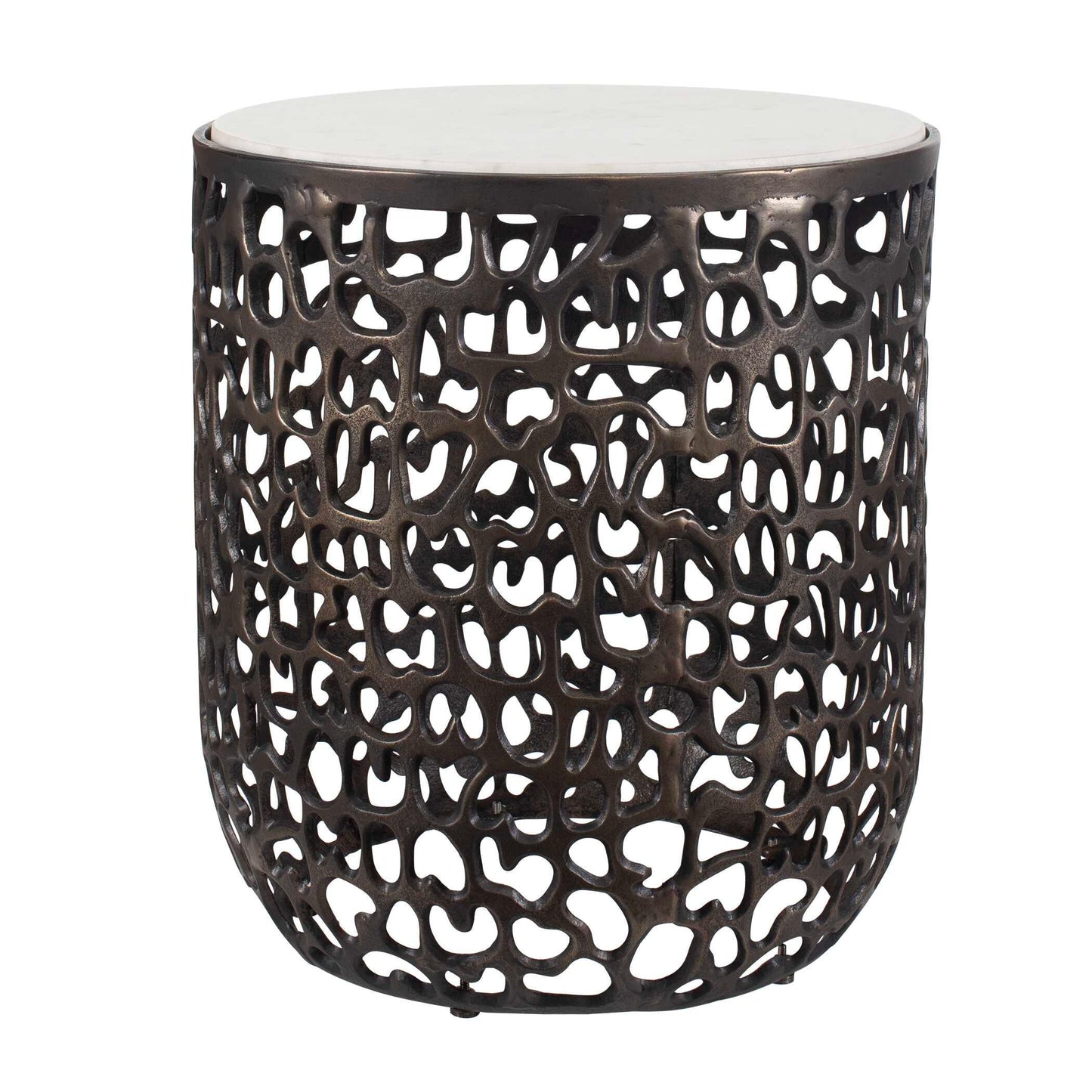 Sabena White Marble Outdoor Side Table