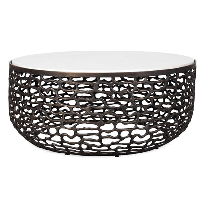 Sabena White Marble Outdoor Coffee Table