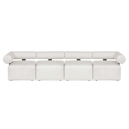 Bolster Back White Armless Outdoor Sofa