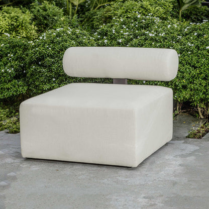 Bolster Back White Armless Outdoor Sofa