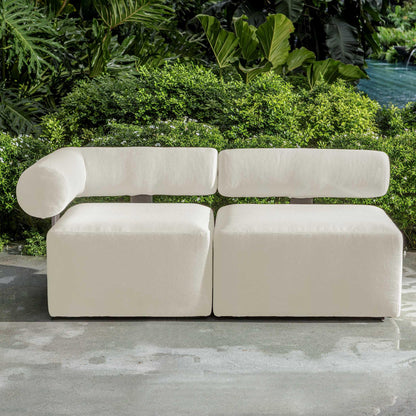 Bolster Back White Outdoor Corner Sofa