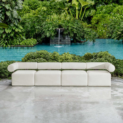 Bolster Back White Outdoor Corner Sofa