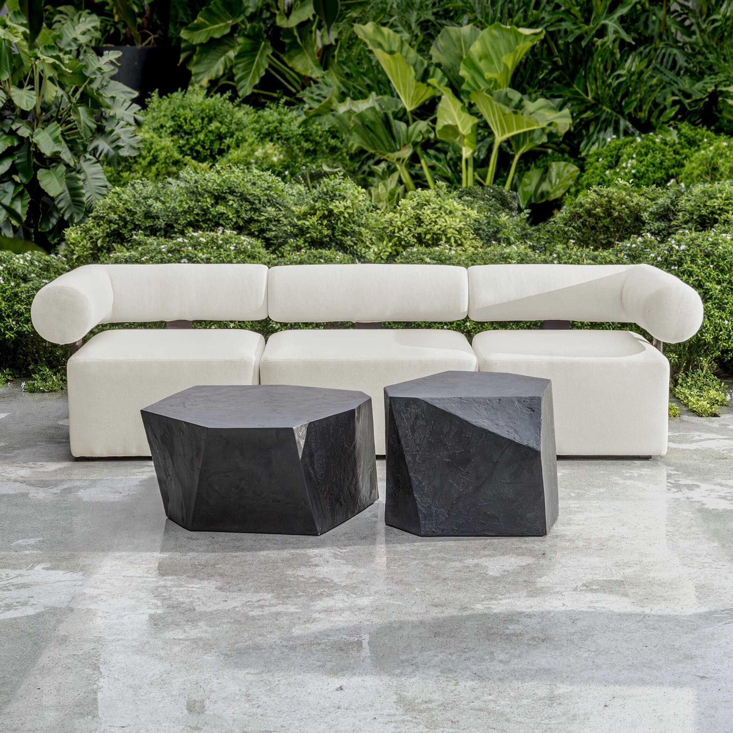 Bolster Back White Outdoor Corner Sofa