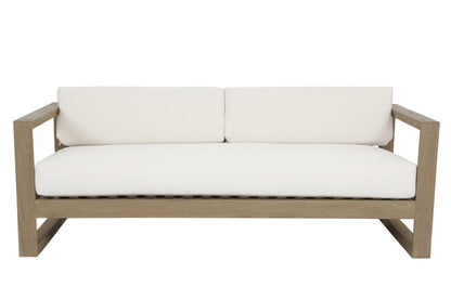 Coastal Teak Sofa in Canvas Canvas, No Welt