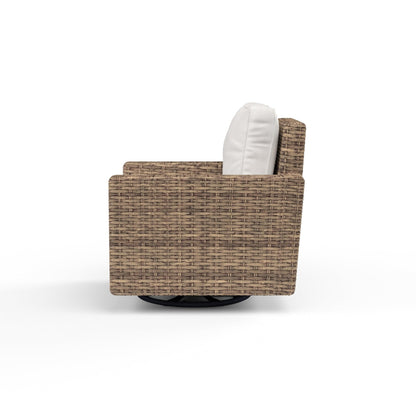 Havana Swivel Club Rocker in Canvas Flax w/ Self Welt