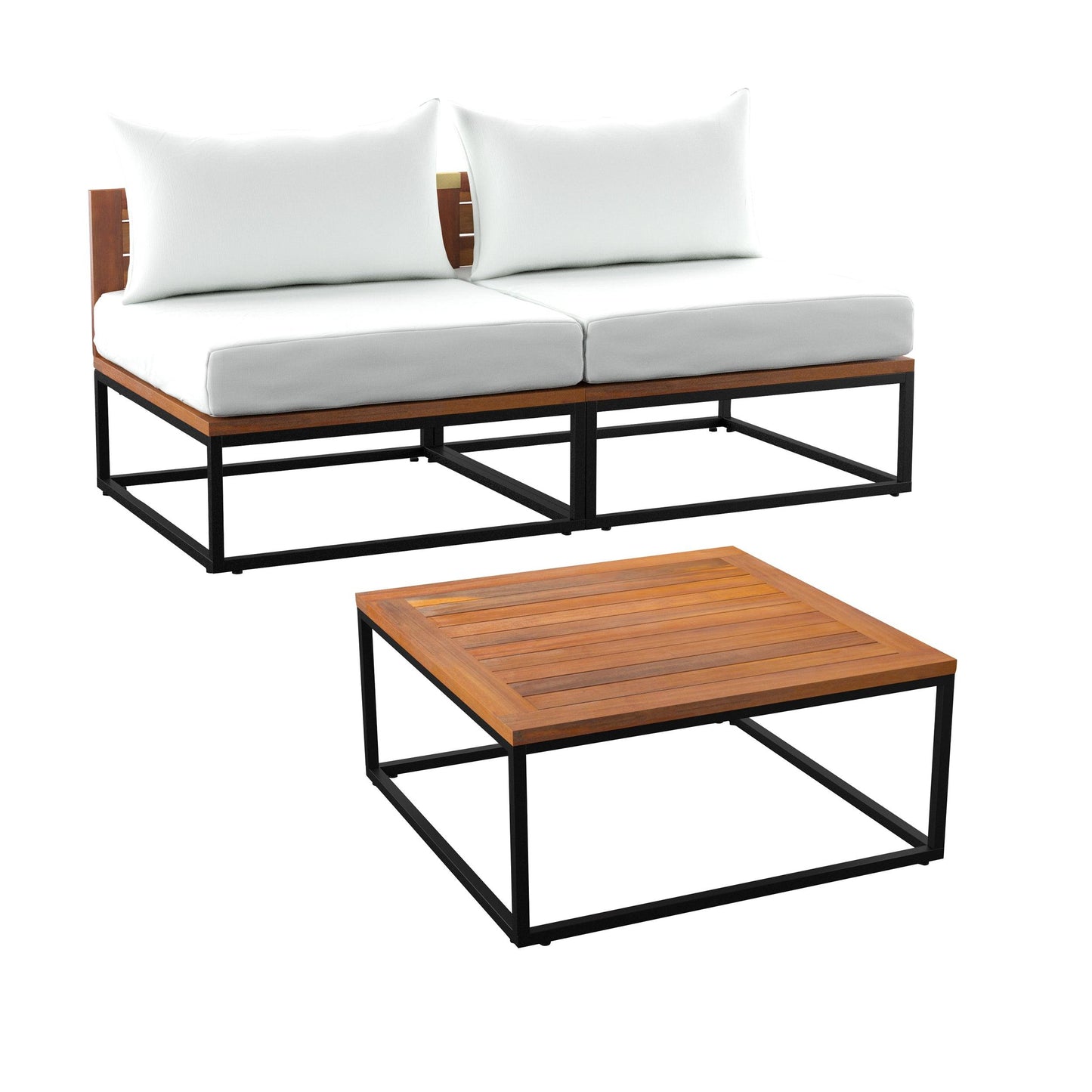 Taradale Outdoor Coffee Table and Modular Loveseat Set – 2pc