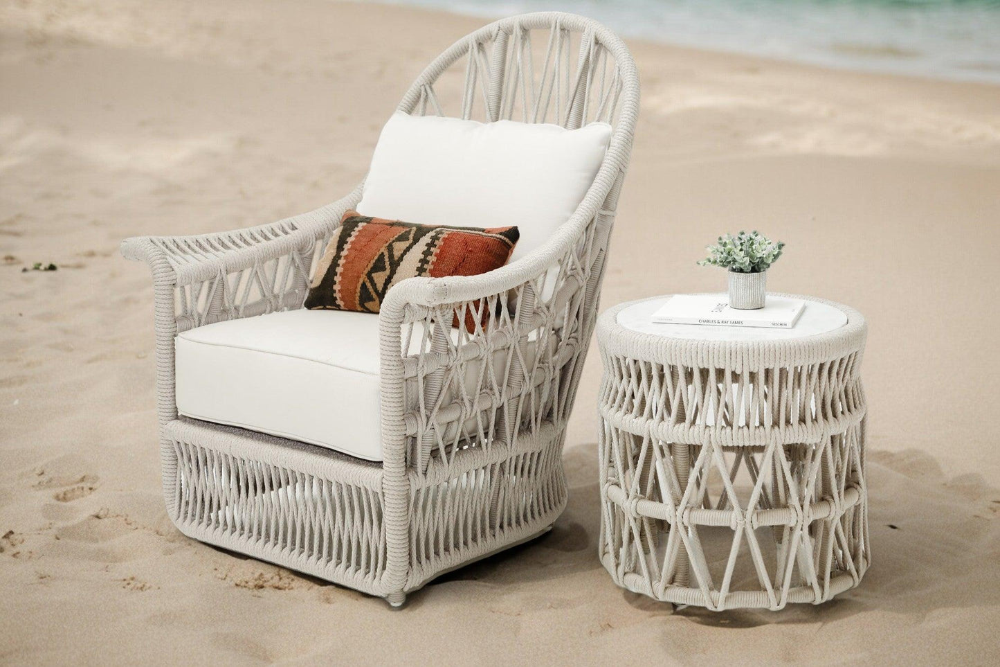 Dana End Table with Honed Carrara Marble Top