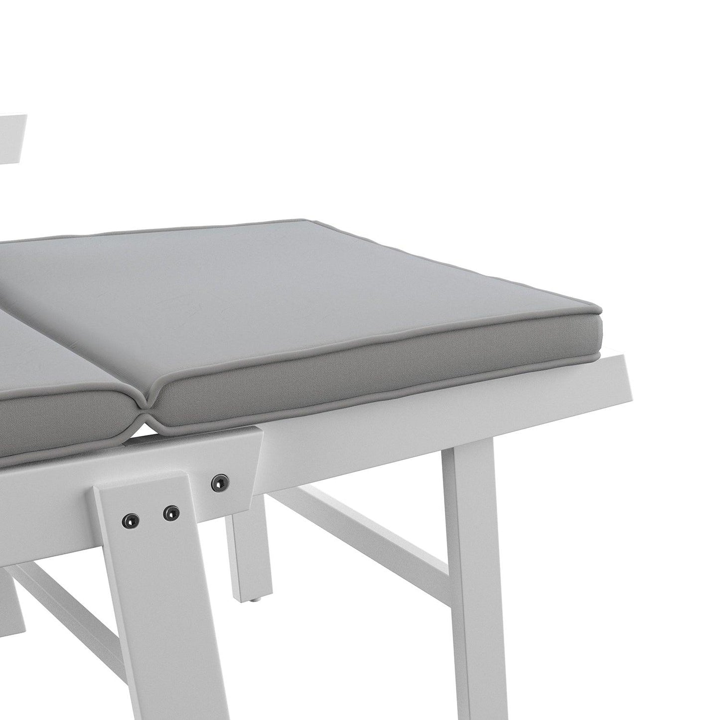 Holly & Martin Dolavon Outdoor Convertible Lounge Chair – White w/ Gray Cushions