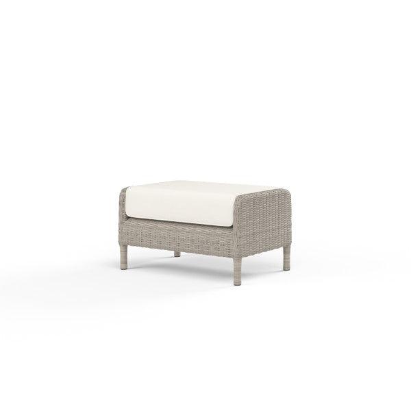 Manhattan Ottoman in Linen Canvas w/ Self Welt