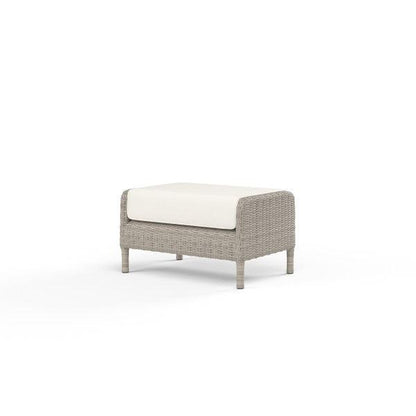 Manhattan Ottoman in Linen Canvas w/ Self Welt