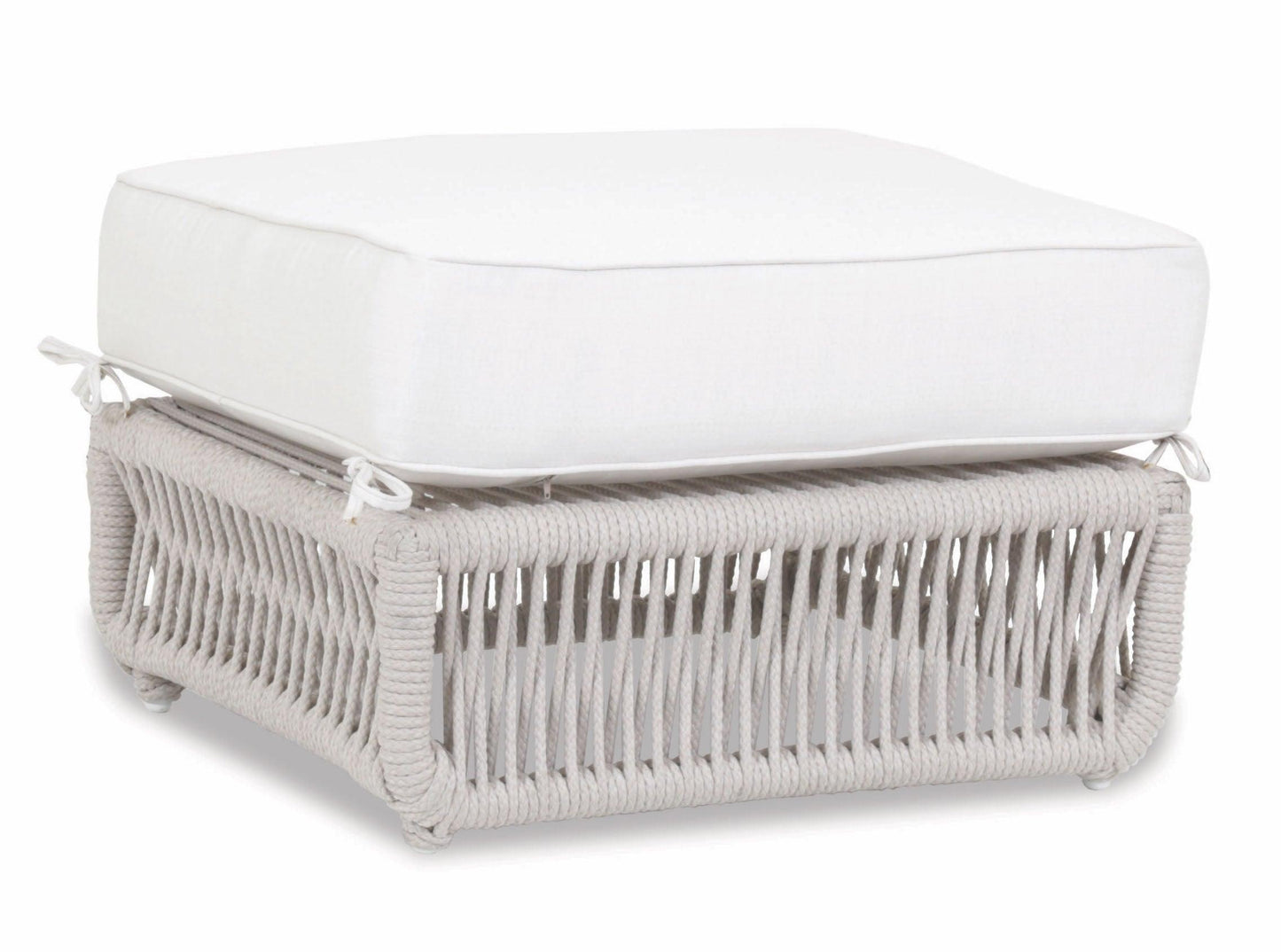 Dana Rope Ottoman in Linen Canvas w/ Self Welt