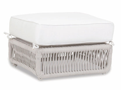 Dana Rope Ottoman in Linen Canvas w/ Self Welt