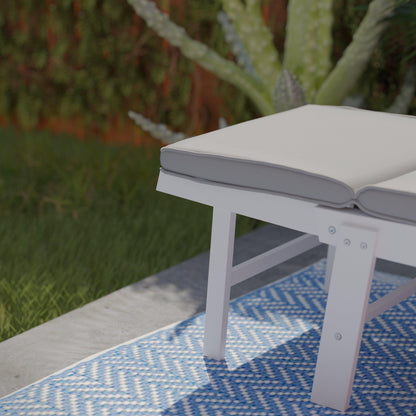 Holly & Martin Dolavon Outdoor Convertible Lounge Chair – White w/ Gray Cushions