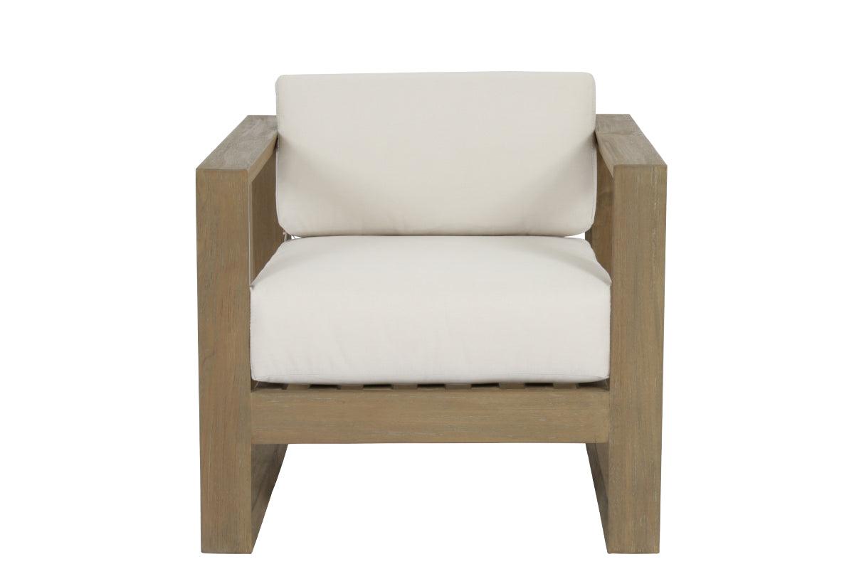 Coastal Teak Club Chair in Canvas Canvas, No Welt