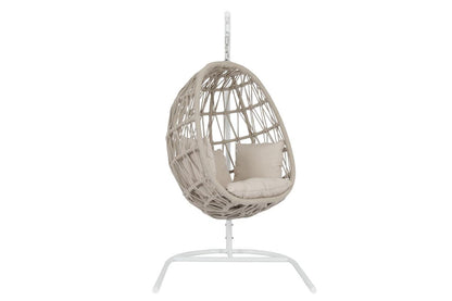 Dana Rope Hanging Club Chair in Linen Canvas w/ Self Welt