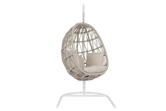 Dana Rope Hanging Club Chair in Linen Canvas w/ Self Welt