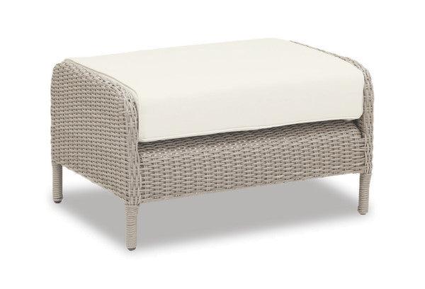 Manhattan Ottoman in Linen Canvas w/ Self Welt