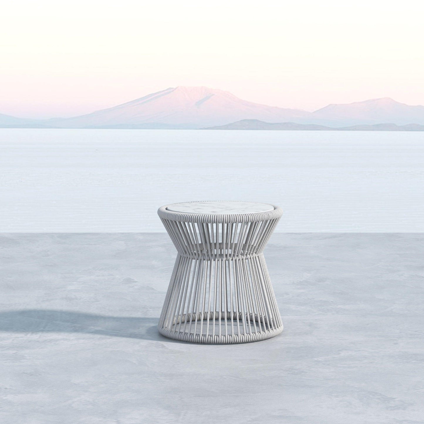 Miami End Table with Honed Carrara Marble Top