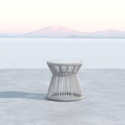 Miami End Table with Honed Carrara Marble Top