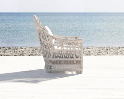 Dana Rope Wing Chair in Linen Canvas w/ Self Welt