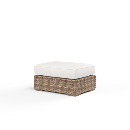 Havana Ottoman in Canvas Flax w/ Self Welt