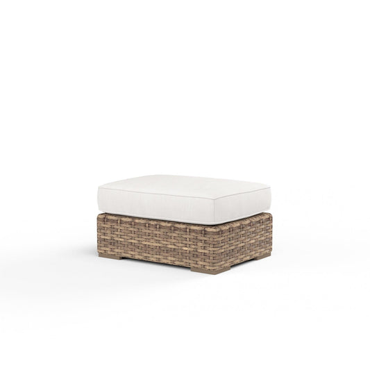 Havana Ottoman in Canvas Flax w/ Self Welt