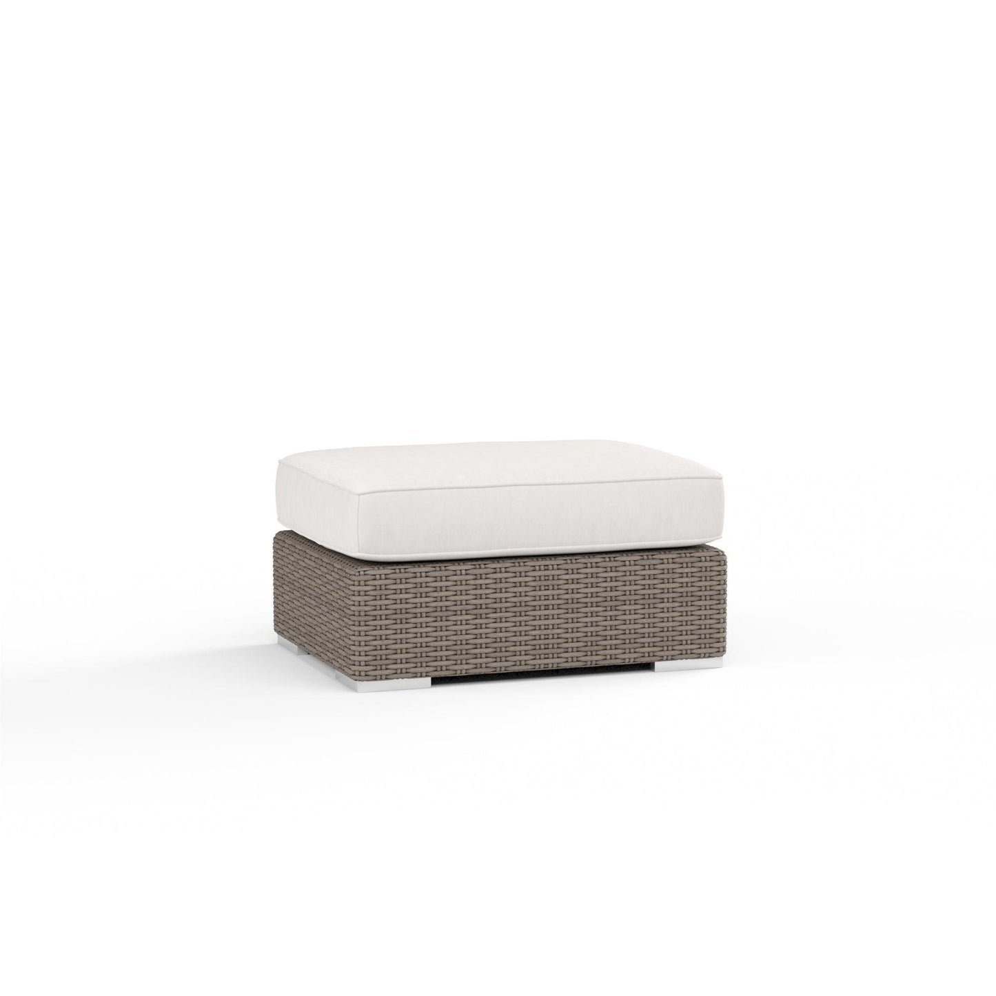 Coronado Ottoman in Canvas Flax w/ Self Welt