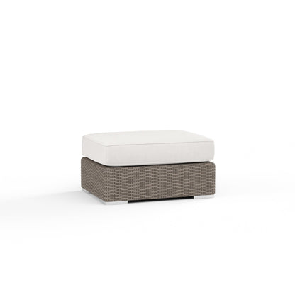 Coronado Ottoman in Canvas Flax w/ Self Welt