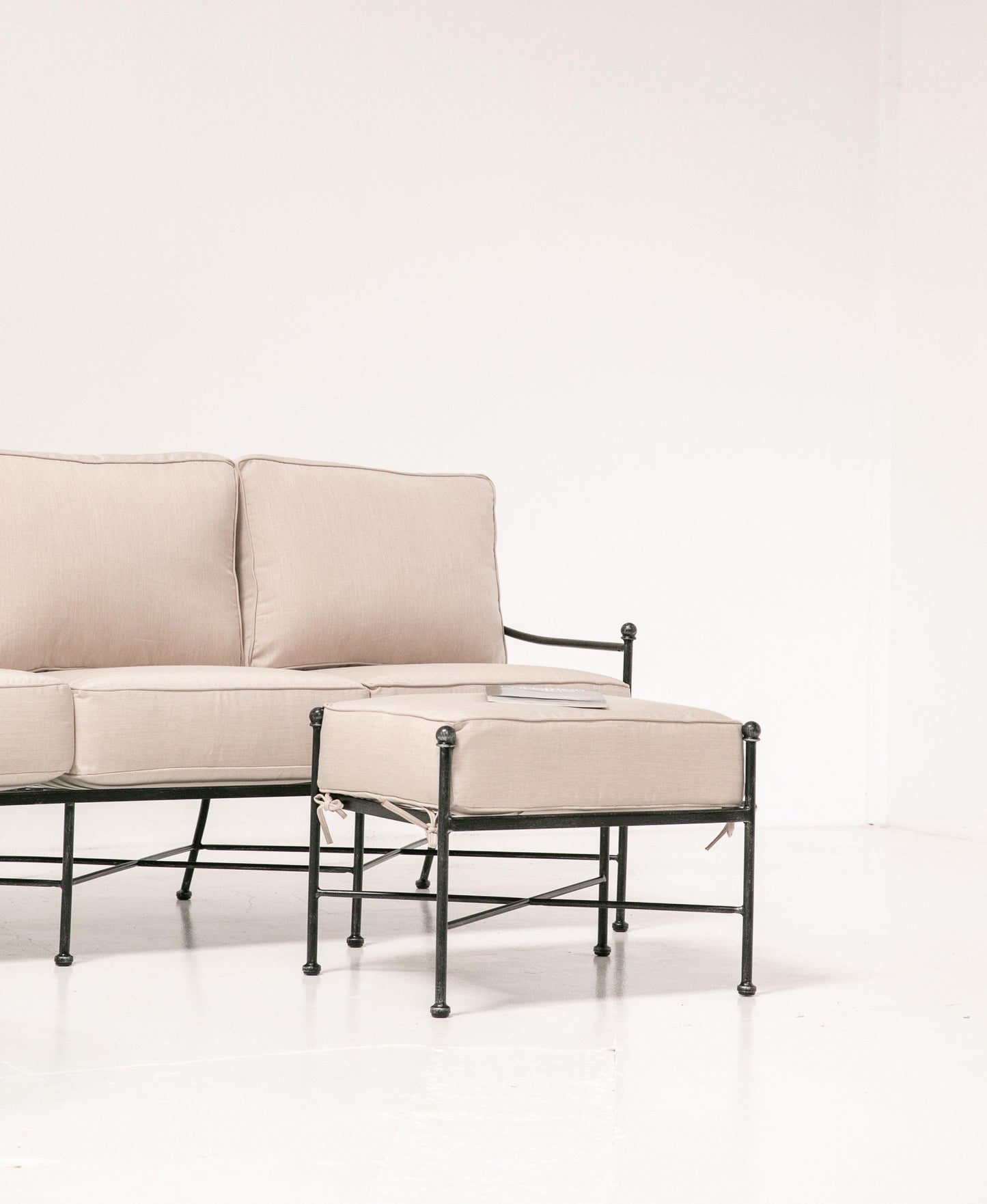 Provence Ottoman in Canvas Flax w/ Self Welt