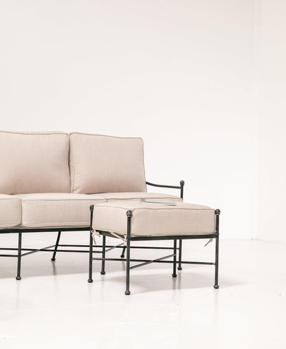 Provence Ottoman in Canvas Flax w/ Self Welt