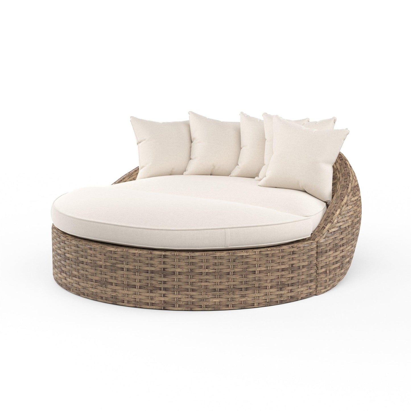 Havana Round Daybed in Canvas Flax w/ Self Welt
