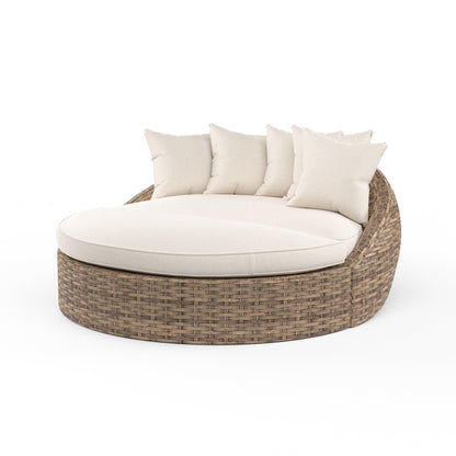 Havana Round Daybed in Canvas Flax w/ Self Welt