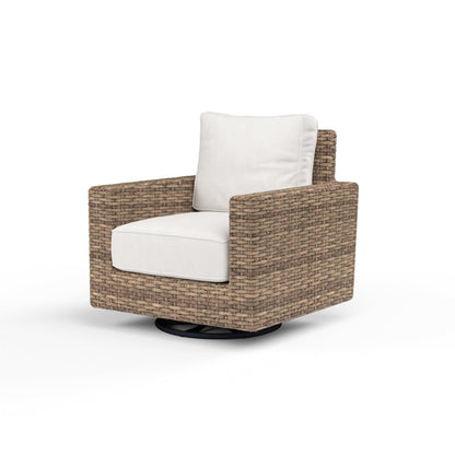 Havana Swivel Club Rocker in Canvas Flax w/ Self Welt