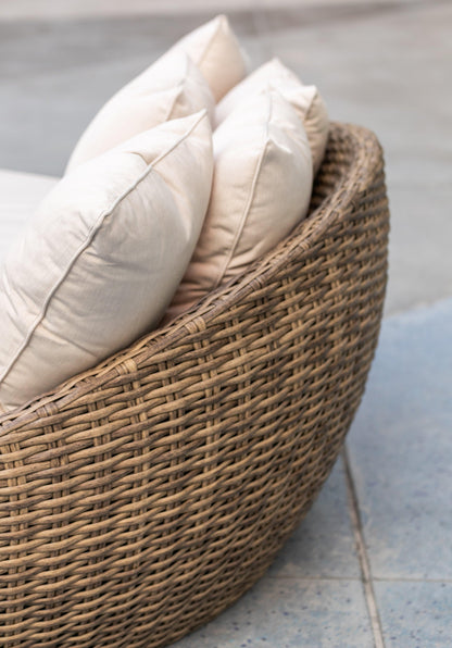 Havana Round Daybed in Canvas Flax w/ Self Welt