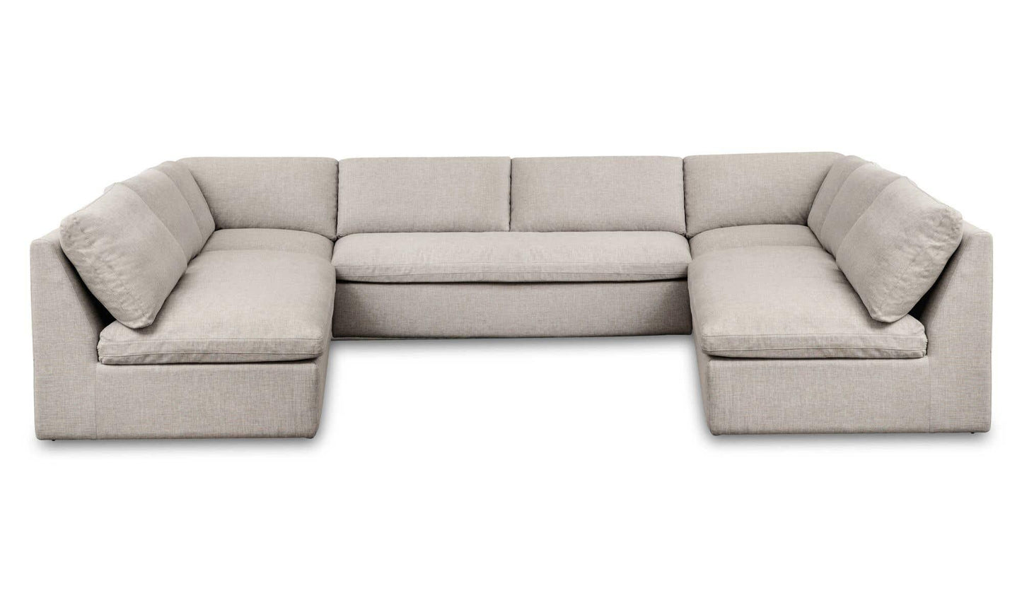 Miles Outdoor Modular 5 Piece Speckled Light Grey